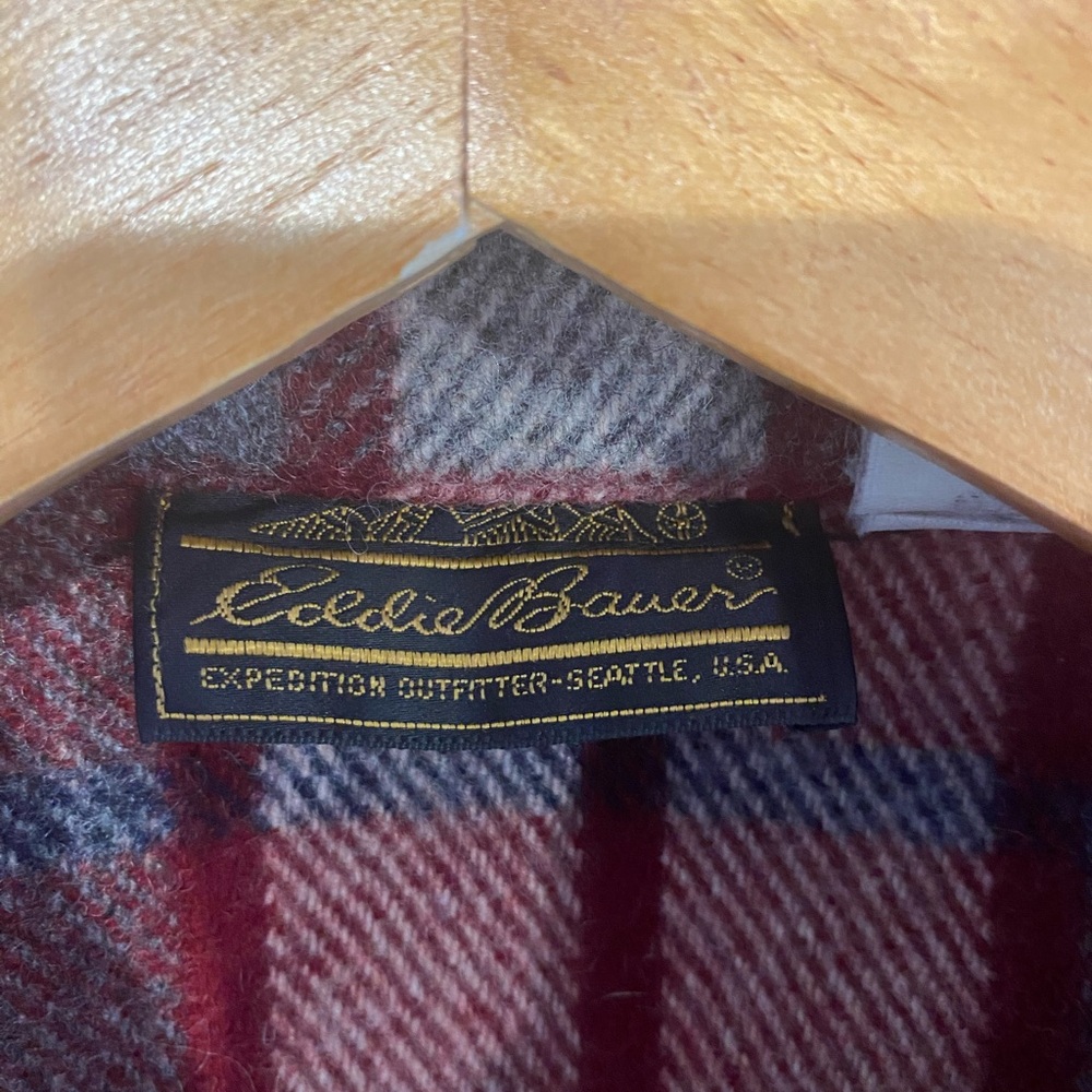 Vintage Eddie Bauer Red and Gray wool Plaid Utility Jacket - Picture 6 of 9